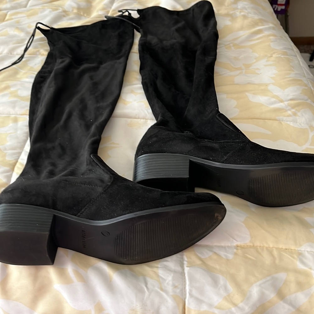 Over the knee suede like boots.